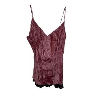 Vintage 90s Y2K Silk Crinkle Layered Camisole Tank Top Size Small Pink Black